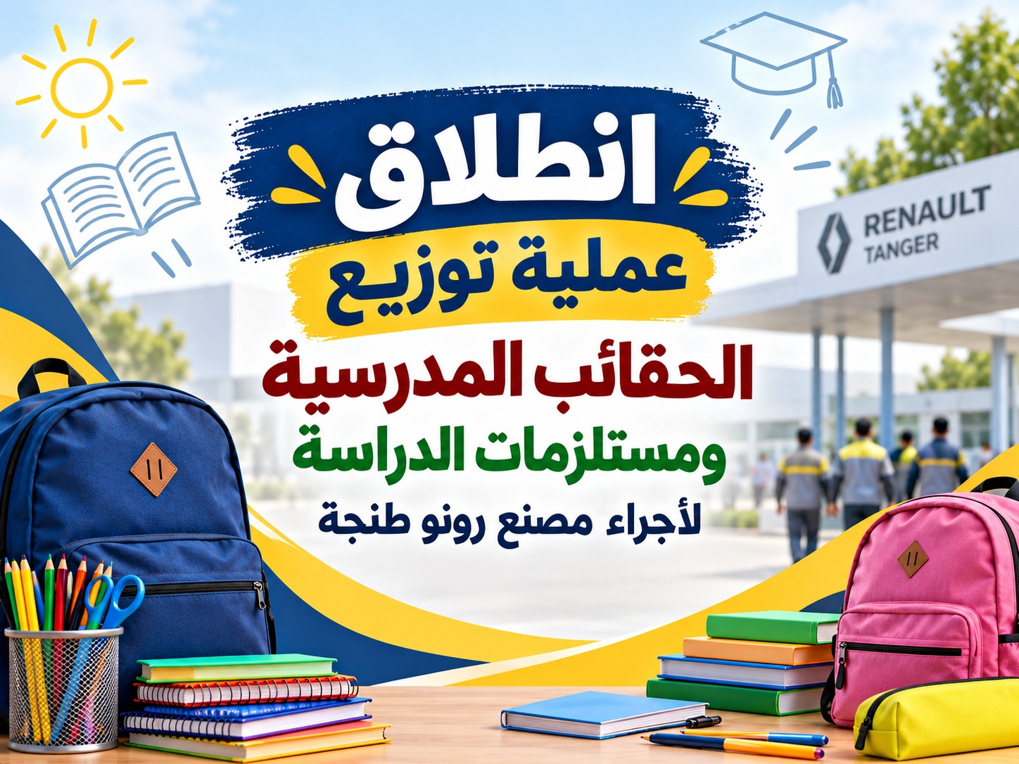 انطلاق عملية توزيع الحقائب المدرسية ومستلزمات الدراسة لأجراء مصنع رونو طنجة